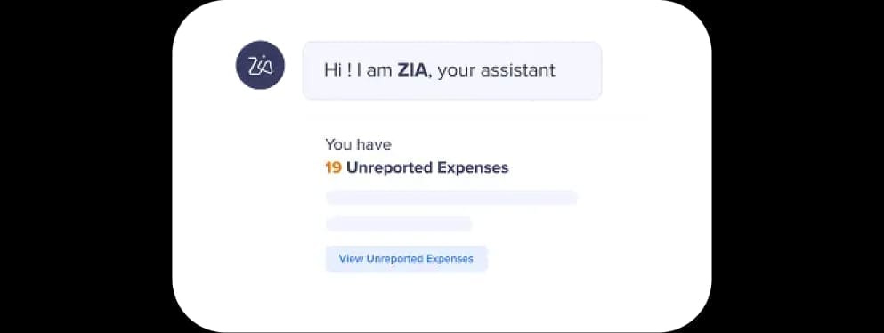 An example of Zia providing a reminder for unreported expenses. Source: Zoho